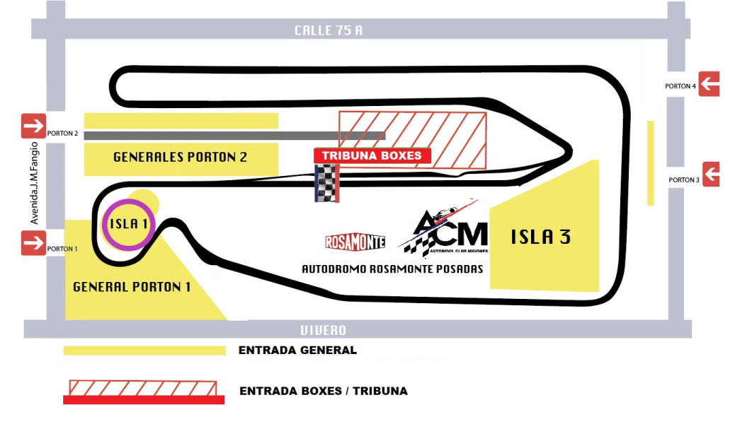 Plano de sectores del autódromo