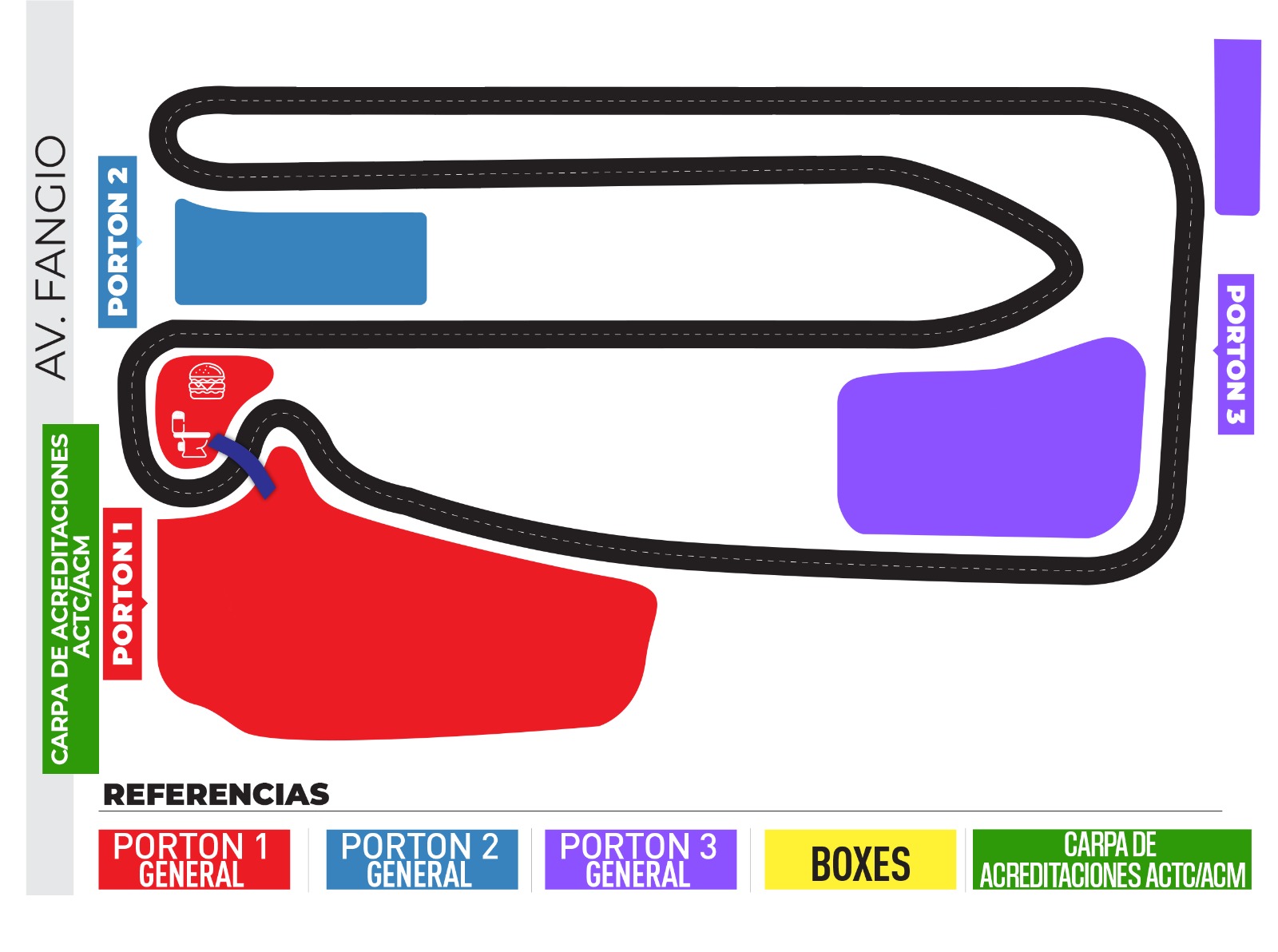 Plano de sectores del autódromo